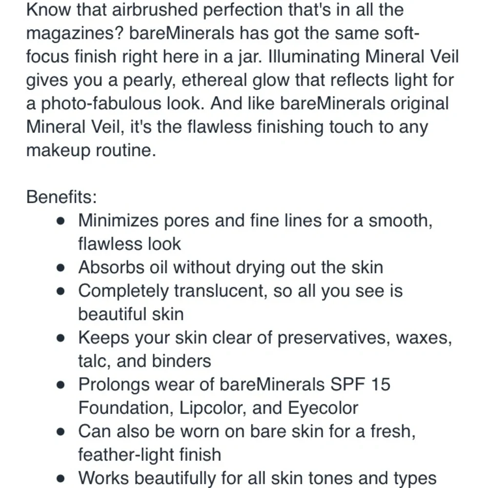 Bareminerals Original Mineral Veil Illuminating Loose Setting Powder